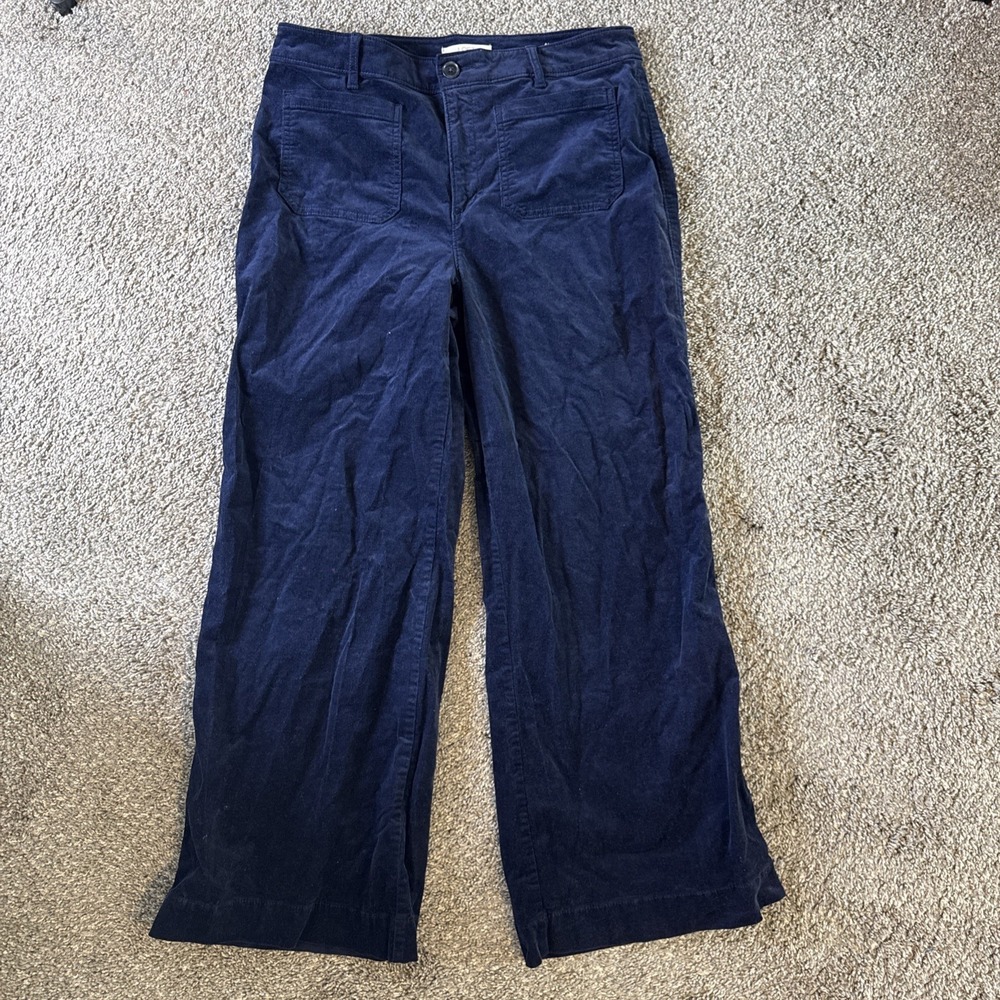 Loft Woman's The Palmer Wide Leg Blue Corduroy Pants‎ Size 12